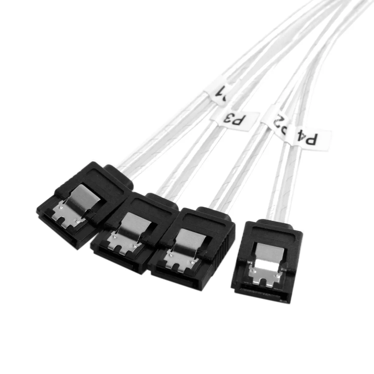 Cablecc Slim SAS 4.0 SFF-8654 4i 38pin Host to 4 SATA 7pin Target Hard Disk Cable 50cm