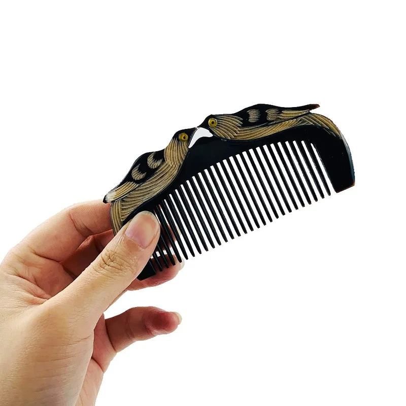 Natural OX Cow Massage Anti-static Combs Retro Horn Dragon Phoenix Peacock Comb Health Scalp Detangle Woman Gift Hair Brush