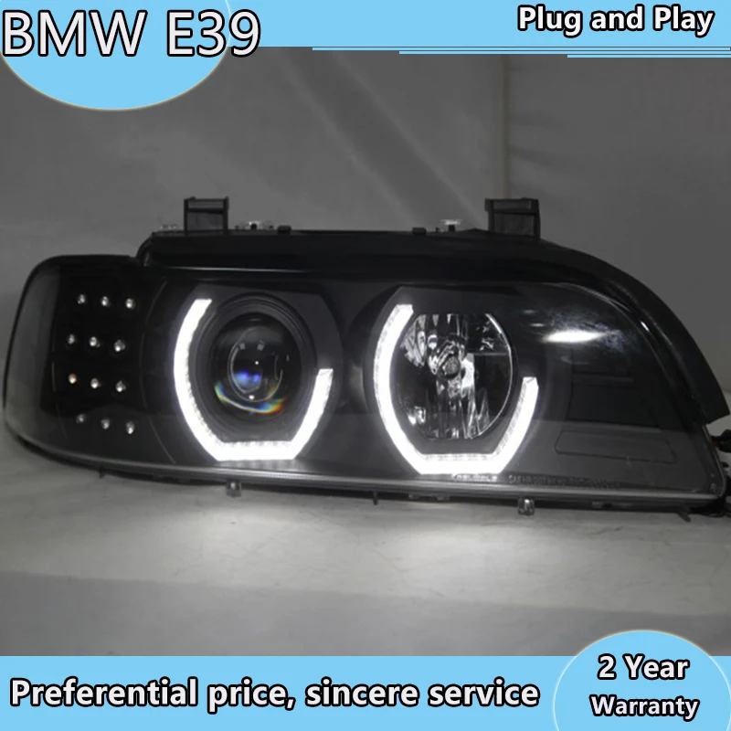 

Car head lamp For BMW E39 LED Head Lamp Angel Eyes 1995-2003 year Headlights Front lights With Daytime Running H7 HID KIT