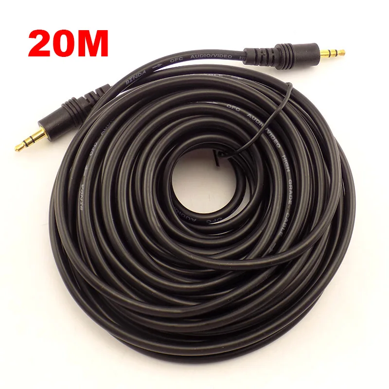 10M/15M/20M 3.5mm Male to Male Plug Audio Stereo Aux Extension Cable Jack Cord for TV Computer Laptop MP3/MP4