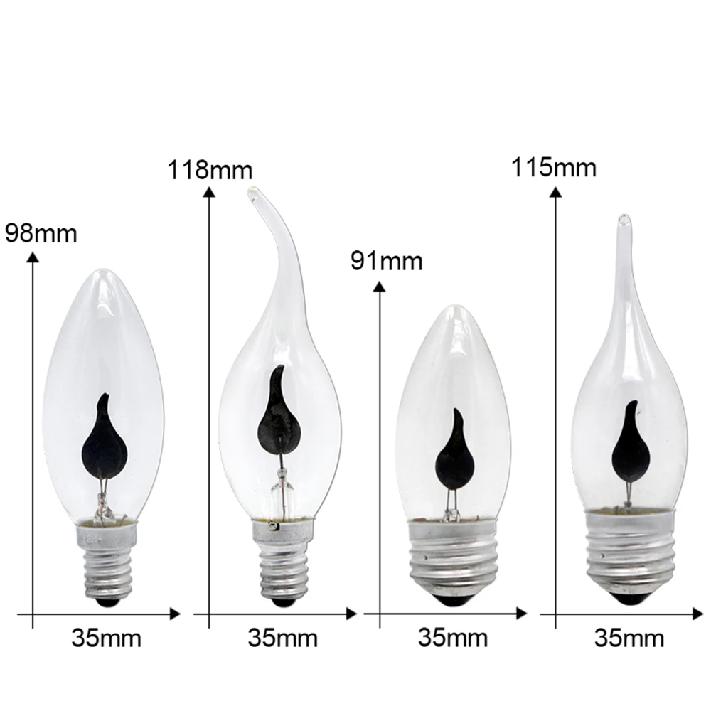 Edison LED Flame Candle Bulb Light E27 E14 LED Lamp Bulb AC 220V 3W Retro Home Decor Tail Energy Saving Lamp Indoor Lighting