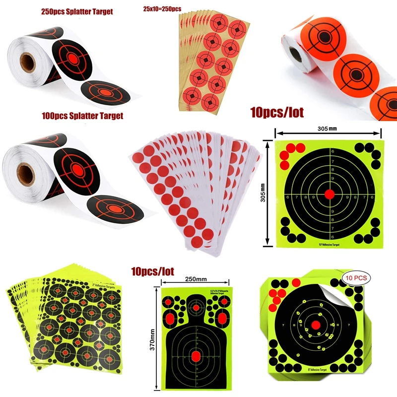 

Shooting Targets 7.7" 2" 8" 12" Self Adhesive Paper Reactive Splatter Targets Stickers 100/250/50/10 Pack for Gun Rifle Pistol