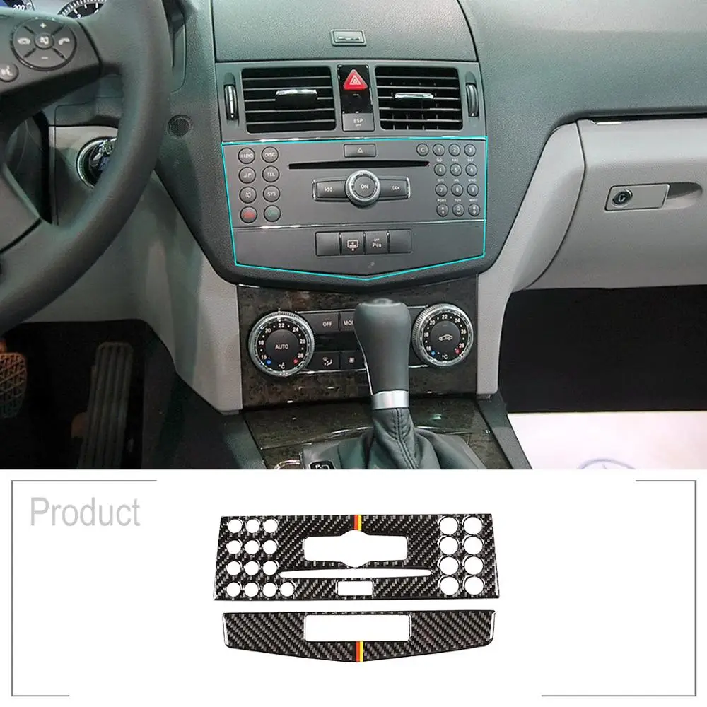 

Soft Carbon Fiber Car Center Central Navigation Panel Frame Cover Trim Sticker For Mercedes Benz GLK C Class W204 2007-2013