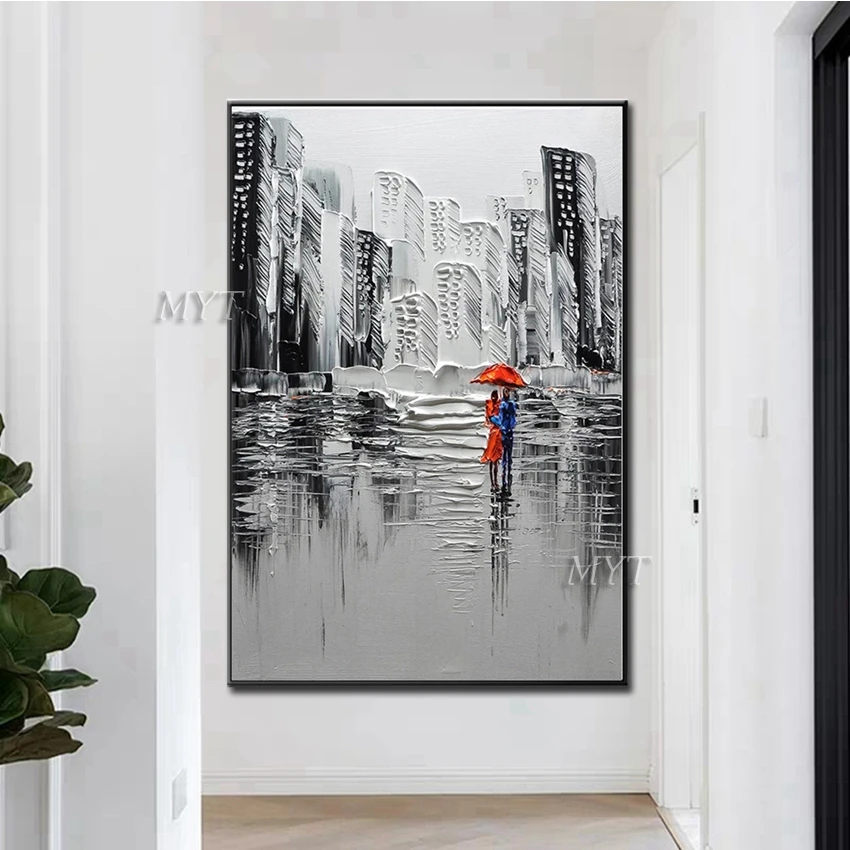 The Rain Beautiful Scene Abstract Oil Painting Wall Art Home Decoeation Hand Painted Artist Painted Living Room Wall No Frame