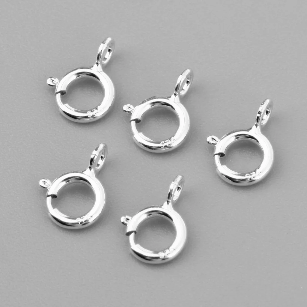 5pcs 925 Sterling Silver color Spring Rings Clasps Jewelry Making Connectors Clasps for Necklace Bracelet