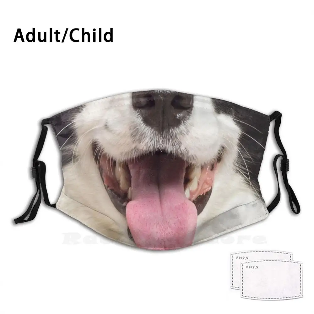 

Border Collie Mouth Funny Nose Face Dog Lovers Funny Print Reusable Pm2.31 Filter Face Mask Fun Humor Mouth Lips Dog Border