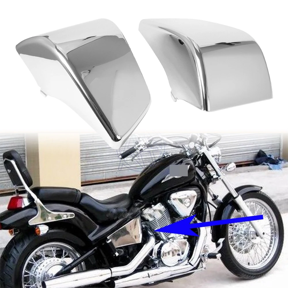 

Left & Right Side Chrome Battery Fairing Cover Motorcycle For Honda Shadow ACE VT750 VT400 1997-2003