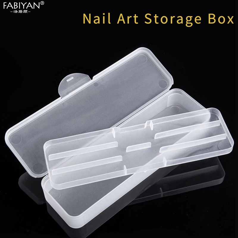 Rectangle Double Layer Transparent Empty Nail Art Storage Box Manicure Jewelry Tweezers Buffer Files Brush Container Case Tool