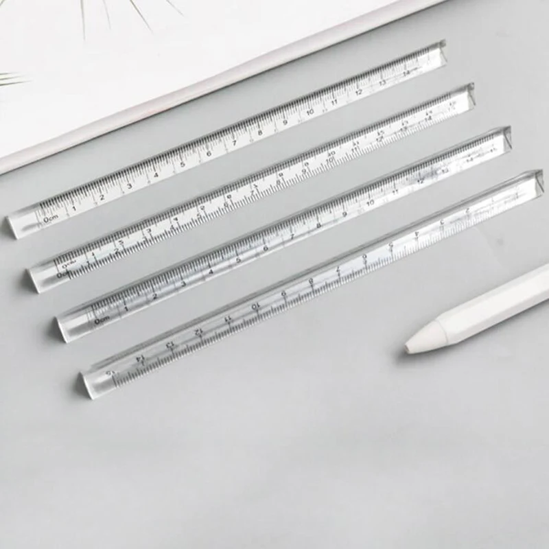 15cm Transparent Straight Ruler Students Stationery Simple Triangular Rulers Both Sides Acrylic Measuring Tools