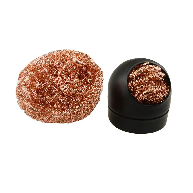 Wire soldering solder iron tip cleaner ball copper steel wool to remove solder tin residue and clean soldering iron tips