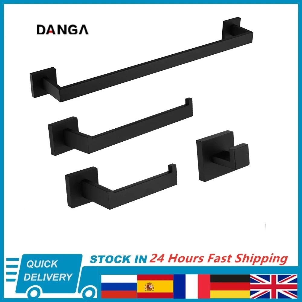 

Black Bathroom Hardware Set Bathroom Accessories Robe Hook Towel Rail Bar Rack Bar Shelf Tissue Paper Holder Toothbrush Holder