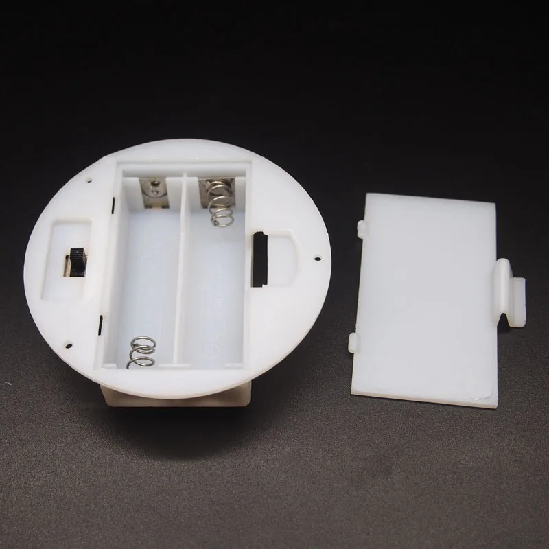 

20pcs/lot 2 X 1.5V AA Batteries Holder Box Case with Switch Cover 2 Slots 3V White Round Battery Base Socket Organizer