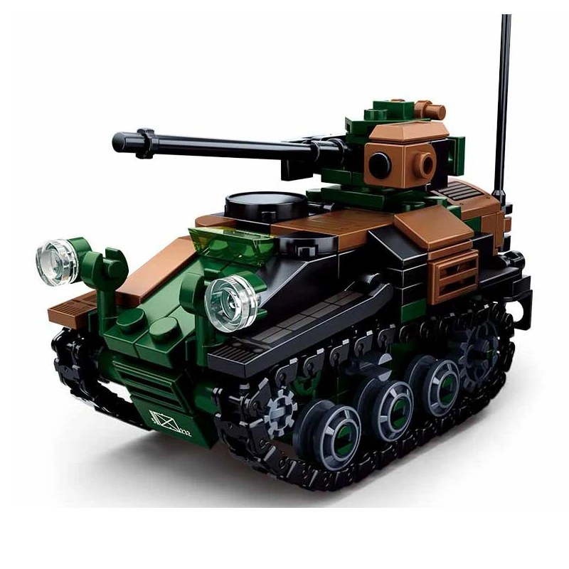 SLUBAN Deutsch Militär WIESEL 1 Airborne Tank Modell König MOC Bausteine Kit Armee Soldat Bricks Classic Toys Für Kinder jungen