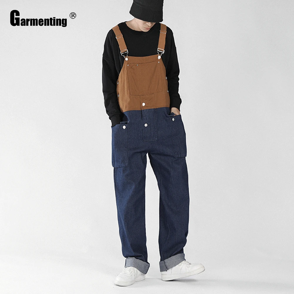 Men's Fashion Jeans Casual Demin Overalls 2021 New Patchwork Cargo Pants Suspender Jeans Trousers Men Clothing Plus Size S-5XL