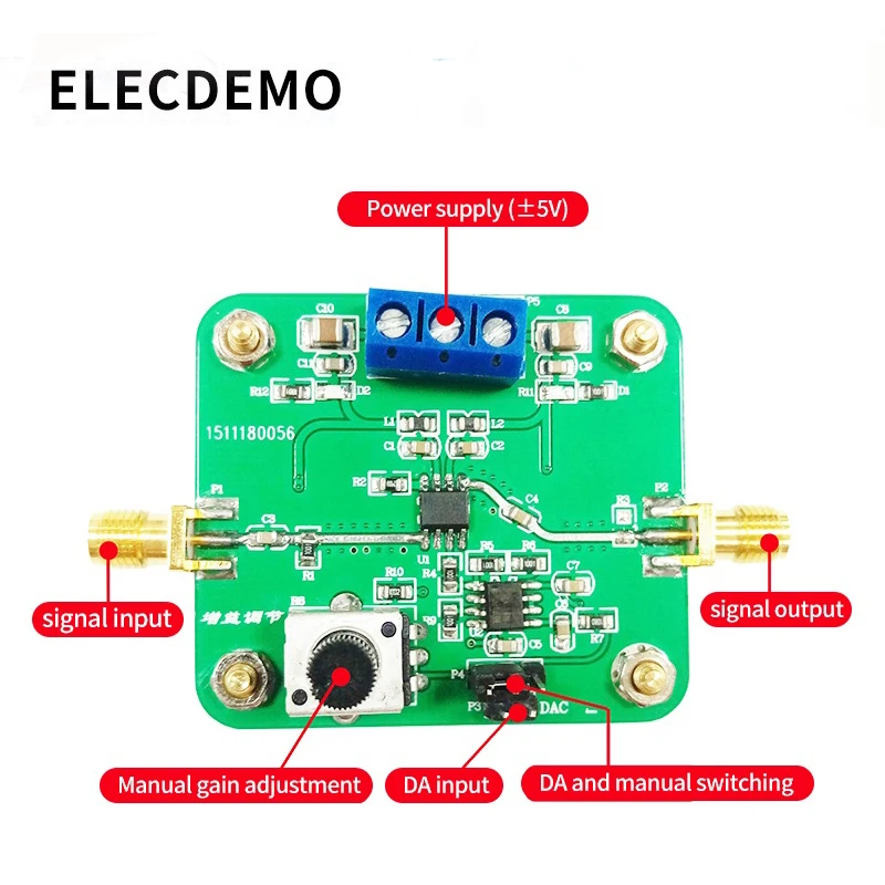 VCA810 Modul Tegangan Kontrol Mendapatkan Amplifier Adjustable Mendapatkan-40dB untuk + 40dB Elektronik Ras Modul Asli