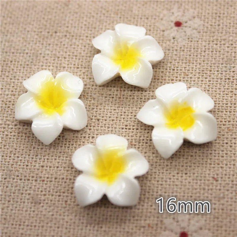 Plumeria Rubra 꽃 수지 플랫백 카보숑, DIY 쥬얼리 전화 장식, 혼합 색상, 16mm, 20 개