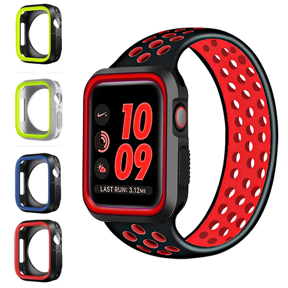 

PC Case cover For Apple Watch series 6 SE 5 4 3 44mm 40mm iwatch 42mm/38mm protective silicone protector shell