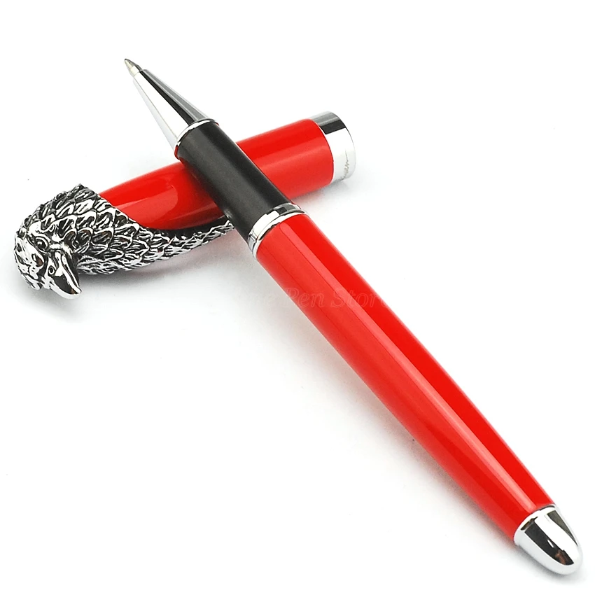 Fuliwen Metal Red Owl Eagle Head Clip Roller Ball Ballpoint Pen Professional Office Stationery Writing Gift Accessory