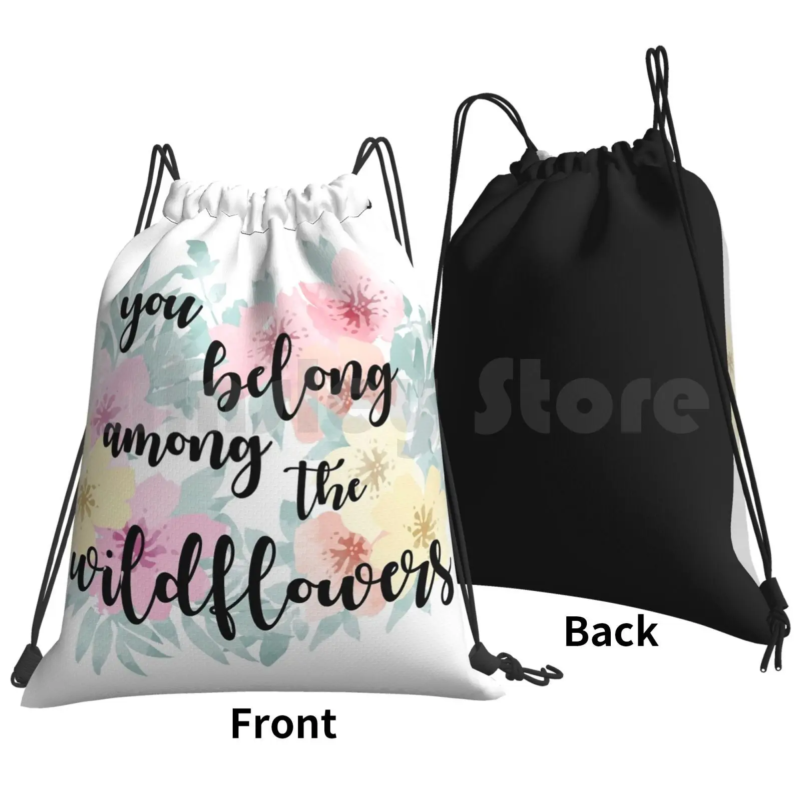 You Belong Among The Wildflowers Backpack Drawstring Bags Gym Bag Waterproof You Belong Among Wildflowers Miley Cyrus Tom