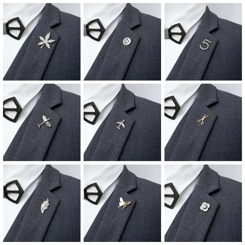 Vintage Semplice Carino Foglio Della Lega Farfalla Aereo Spilla Spilli Vestito Camicia di Vestito Degli Uomini Delle Donne del Risvolto Del Collare