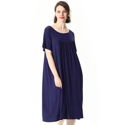 Robe de nuit en coton confortable pour femmes, chemise de nuit à manches courtes, vêtements de nuit d'été pour femmes, grande taille, nouveau, 2XL-7XL