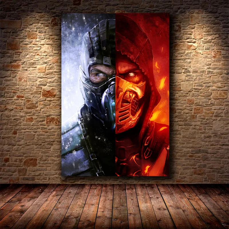 The Game Poster Mortal Kombat Decoration Painting of The on HD Canvas Canvas Painting of Mortal Kombat Poster Wall Art Canvas