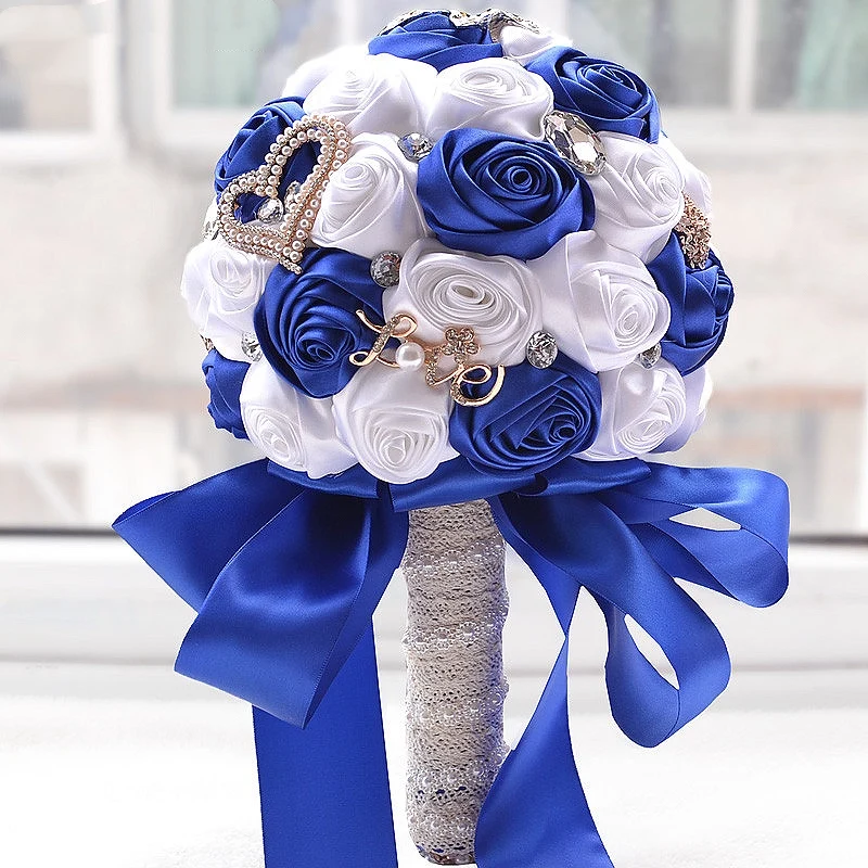 8 cores lindo casamento flores bouquets de noiva bouquets de casamento artificial cristal faísca com pérolas 2019 buque de noiva