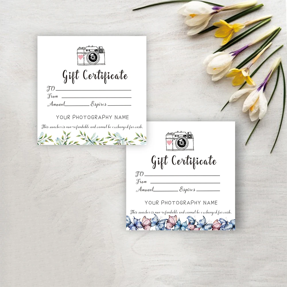 Customized Small Photography Gift Certificate Personalized For Customers Voucher ADD LOGO Gifts Modern Business Note Coupon