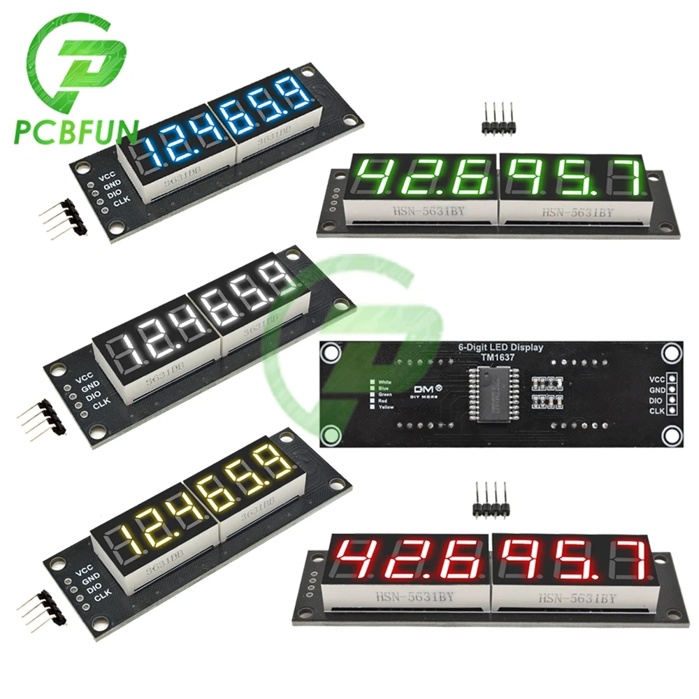 New TM1637 6-Digit Digital LED 0.56 Inch Display Tube Decimal 7 Segments Clock 5 Volt Module 0.36 Inch White Display For Arduino