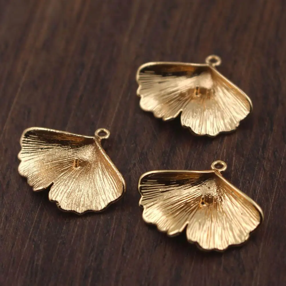 

20pcs Brass Casted Gingko Leaf Butterfly Pendant Charms Half Hole Pearls Base DIY Pendant Hanging Earrings Jewelry Accessories