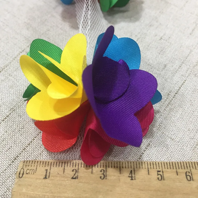 10 Yard 33 Farben 3D Chiffonblumen DIY 5cm Breite Spitzenborte 24 Blumen Spitzenband Dekoration Kleidungszubehör XF08 – Detail 5