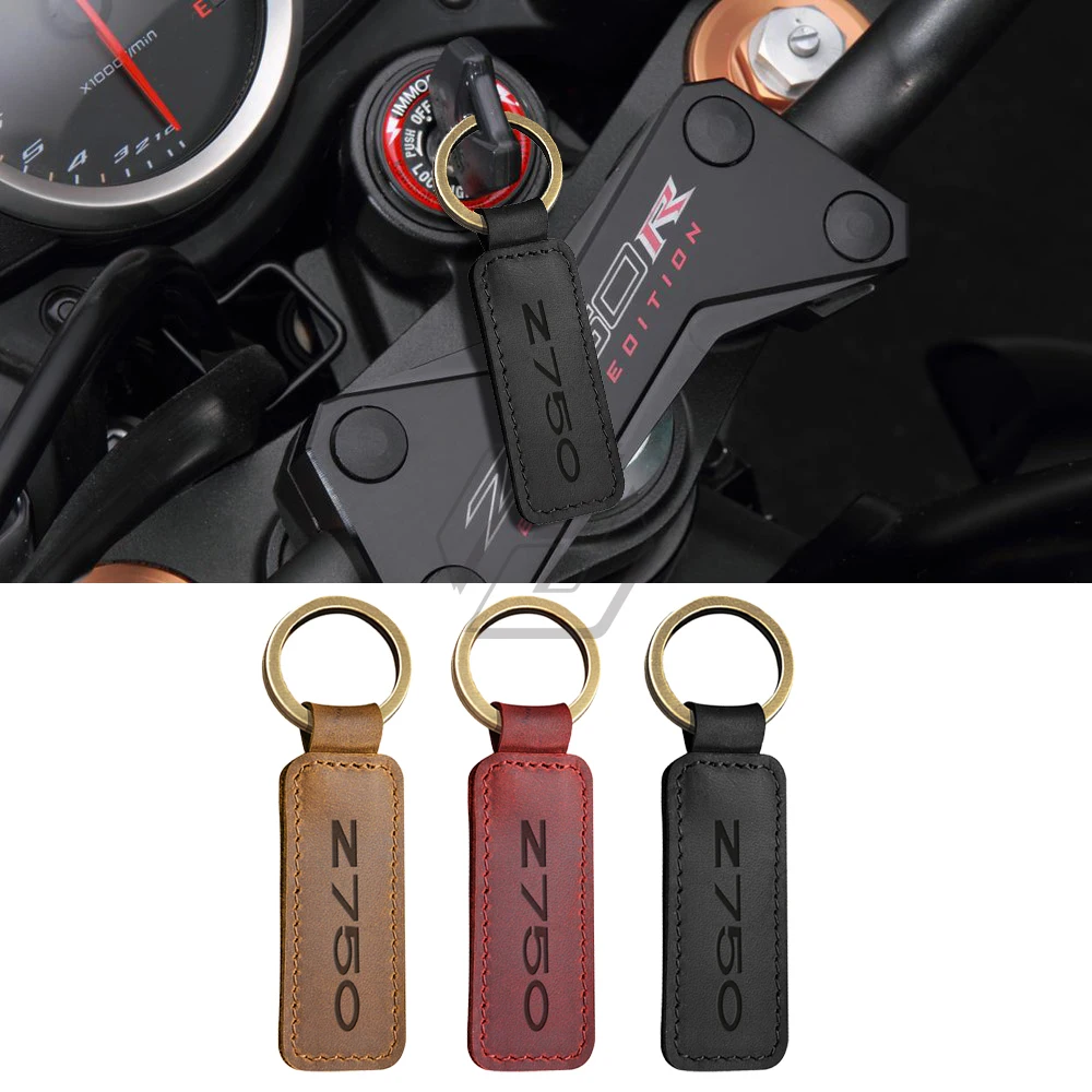 Motorcycle Cowhide Keychain Key Ring Case for Kawasaki Z750 Ninja Models