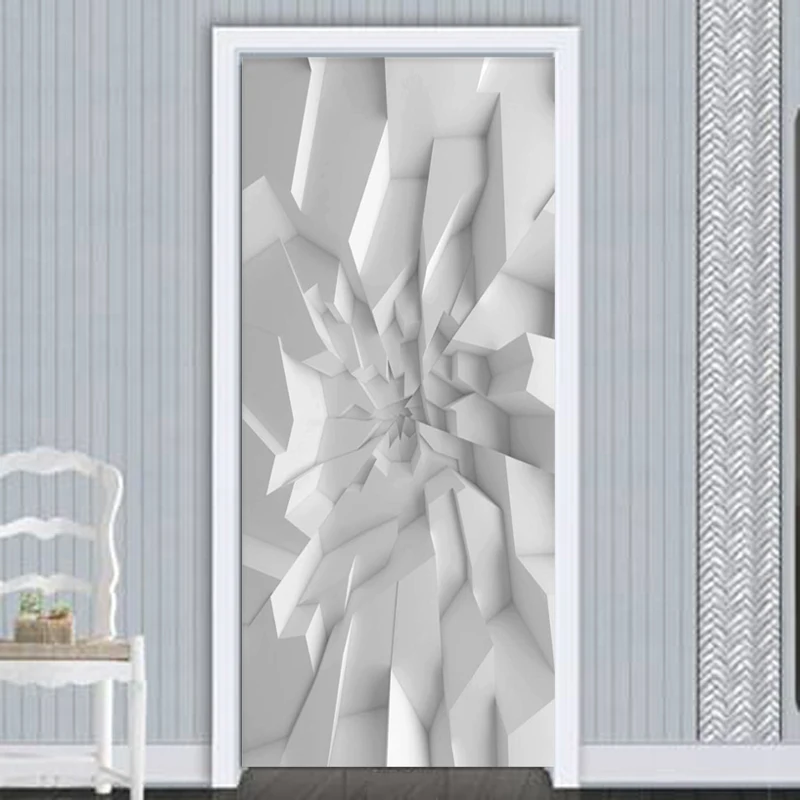 Papel Mural Adhesivo Stereo Geometric Wallpaper Abstract Art Door Sticker Bedroom Creative DIY Home Poster PVC Waterproof Decal