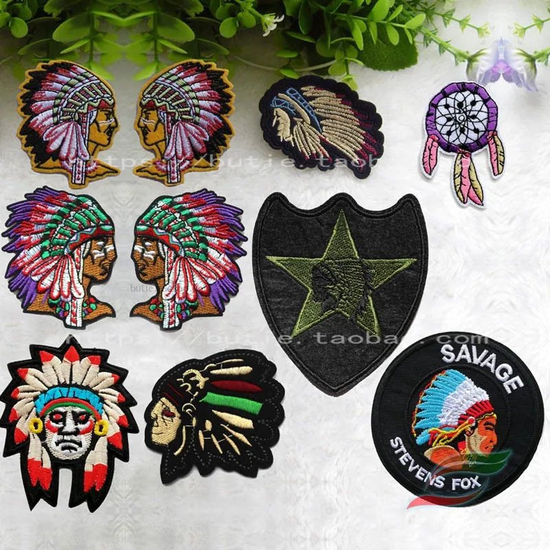 Indian headdress b601 back tape stick embroidery badge patch clothes sticker ironing clothes patch sticker accessories