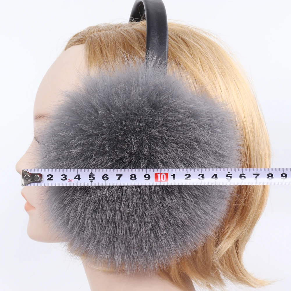 New Style Winter Women Warm Soft Real Fox Fur Earmuffs Girl Big Fox Fur Plush Ear Muff Lady 100% Real Natural Fox Fur Earmuffs
