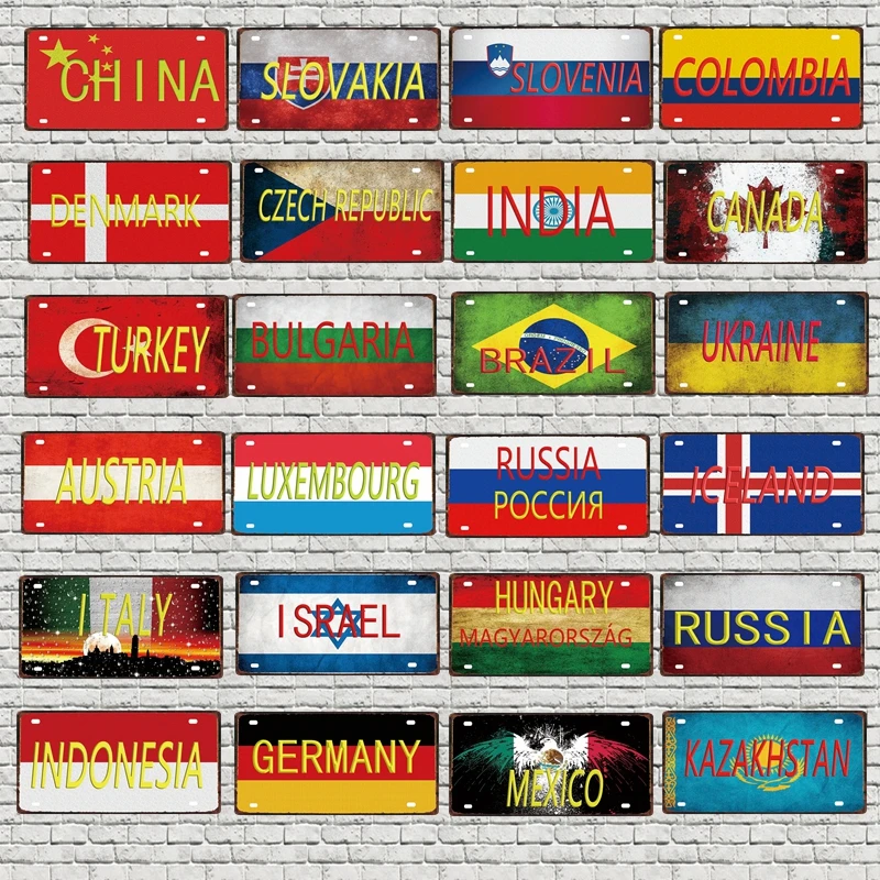 

Italy Germany Brazil Metal Tin Plate Travel Souvenir Vintage Sign For Wall Art Shop Home Decor Poster 6x12 Inch DC-0221A