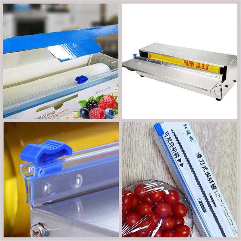 Home Two-way Blade Paper Roll Cut No Heating Foil Film Cutter Food Cling Film Cutter Stretch Tite Wrap Dispenser With Cutting