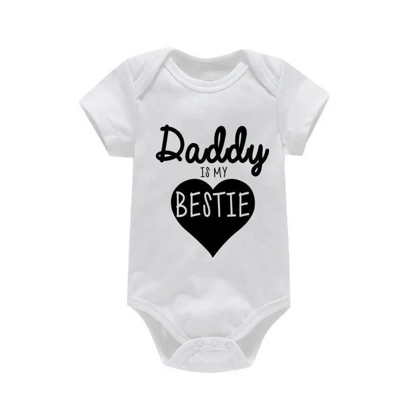 Funny Daddy Is My Bestie Letters Print Baby Clothes Summer Newborn Cotton Soft Romper Girls Jumpsuit Fashion Infant Clothes