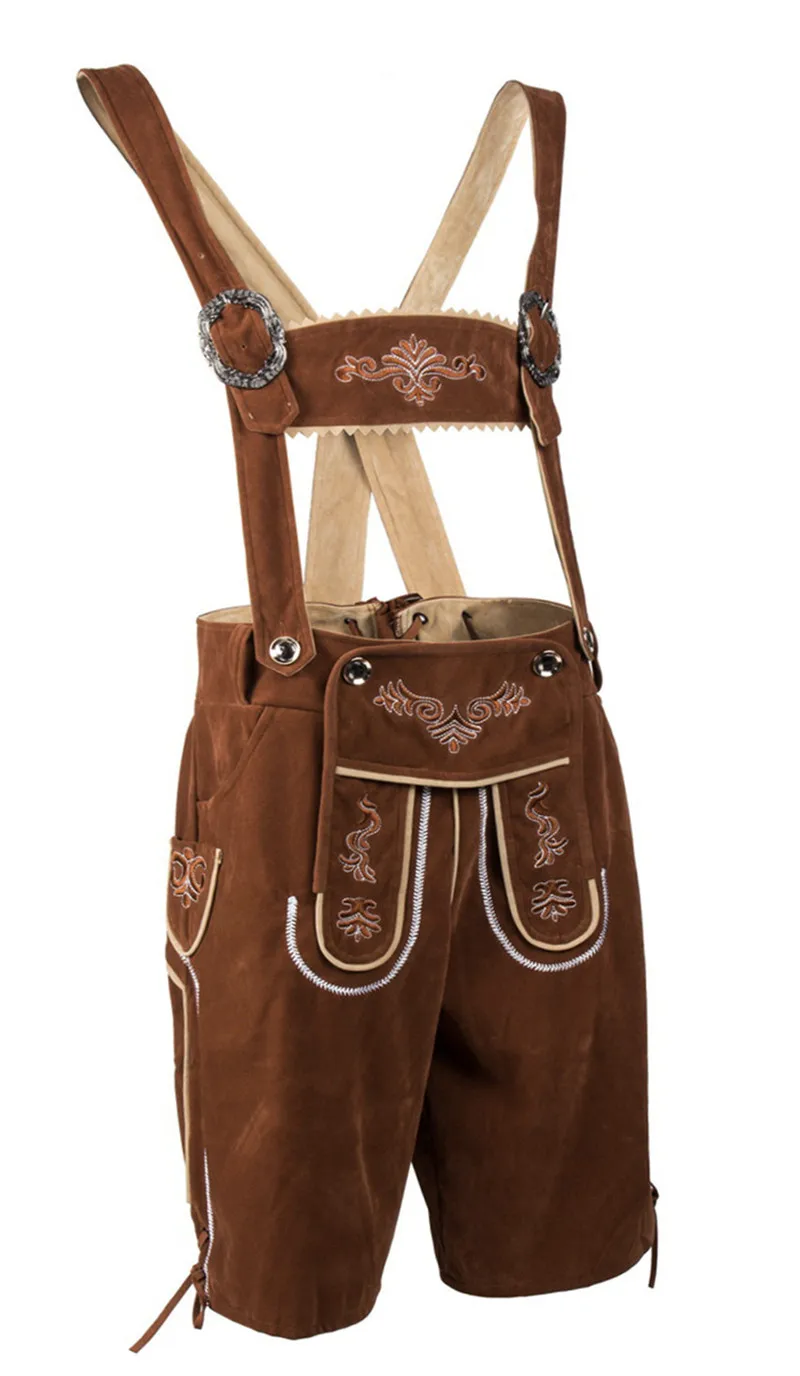 ผู้ชาย Bavarian Lederhosen Beer เครื่องแต่งกาย Oktoberfest Carnival Party แฟนซีชุด Suspenders กางเกงขาสั้นวันหยุด