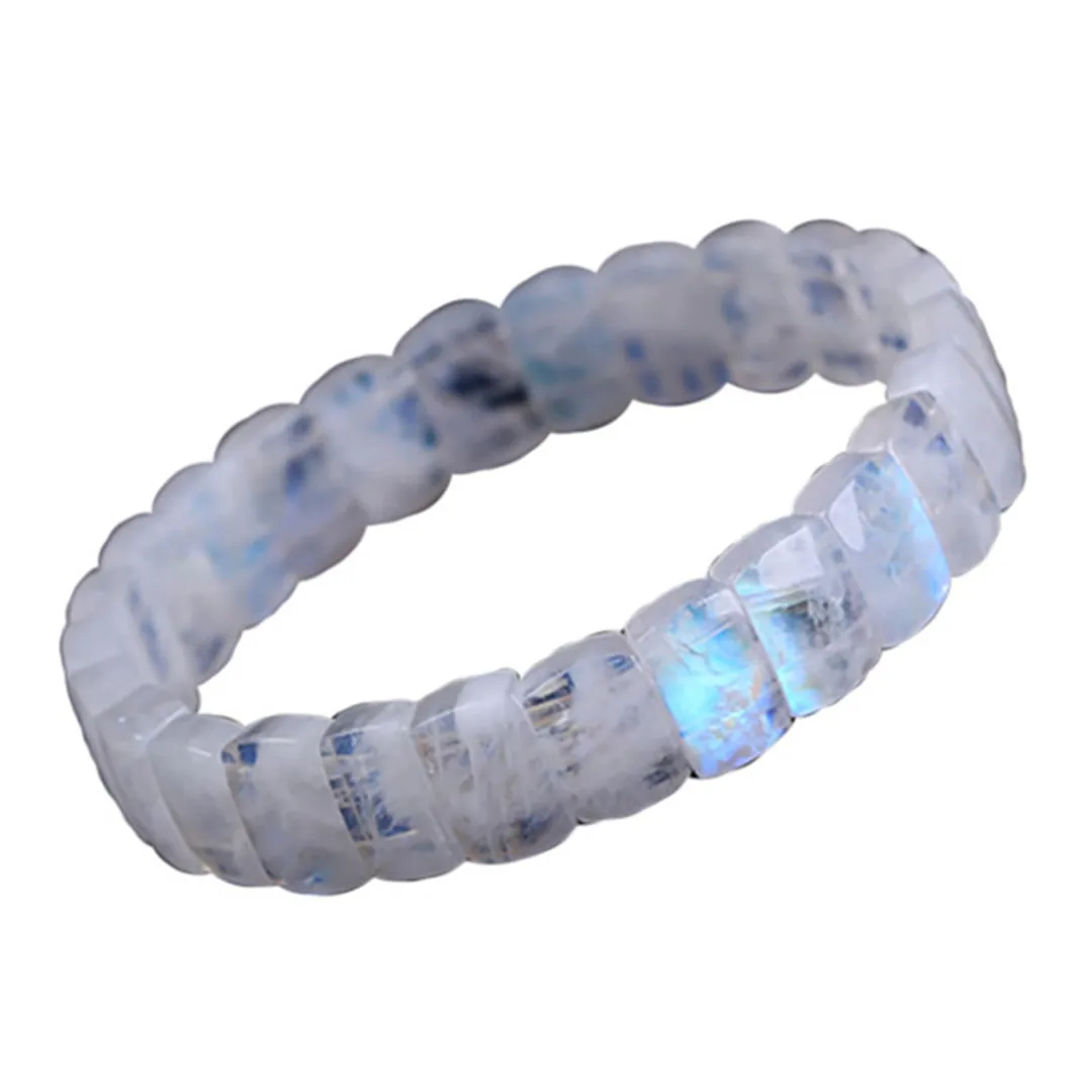 9mm Natural Blue Light Moonstone Bracelet For Women Lady Man Stretch Crystal Love Luck Gift Beads Stone Bangle Jewelry AAAAA