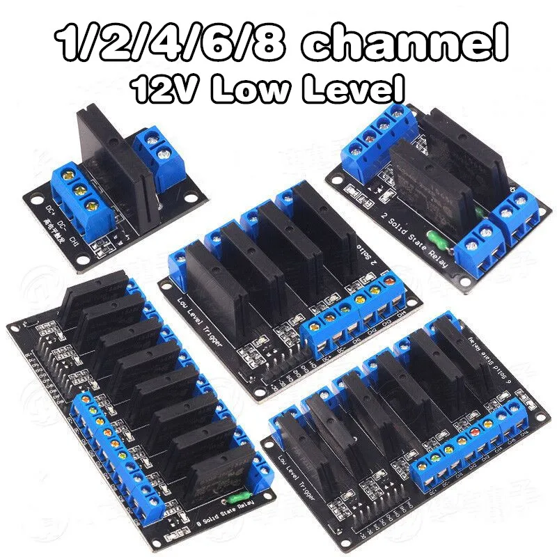 1/2/4/6/8 Channel 12V Solid State Relay Module Low Level Trigger DC Control AC with Fuses 250V 2A Relay SSR AVR DSP for arduino