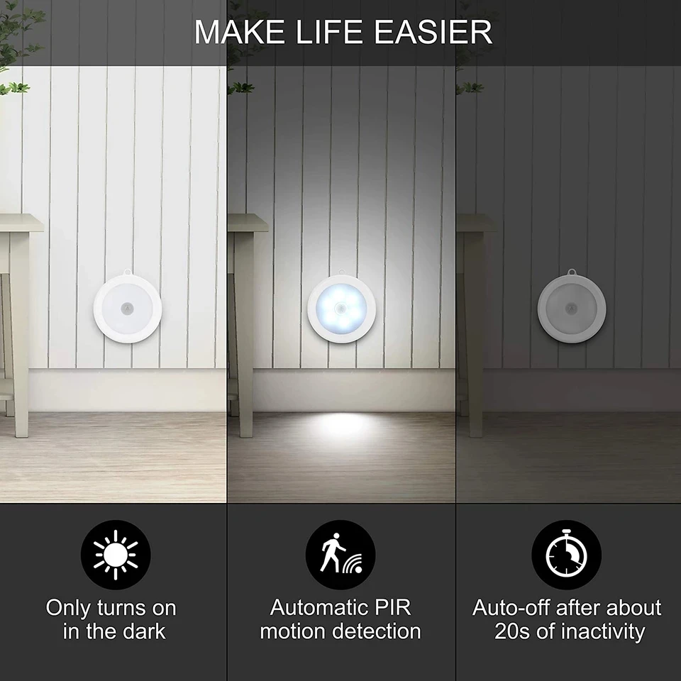 1/3/5/8PCS LED night light motion sensor, closet, wardrobe, corridor room automatically turns on/off battery light