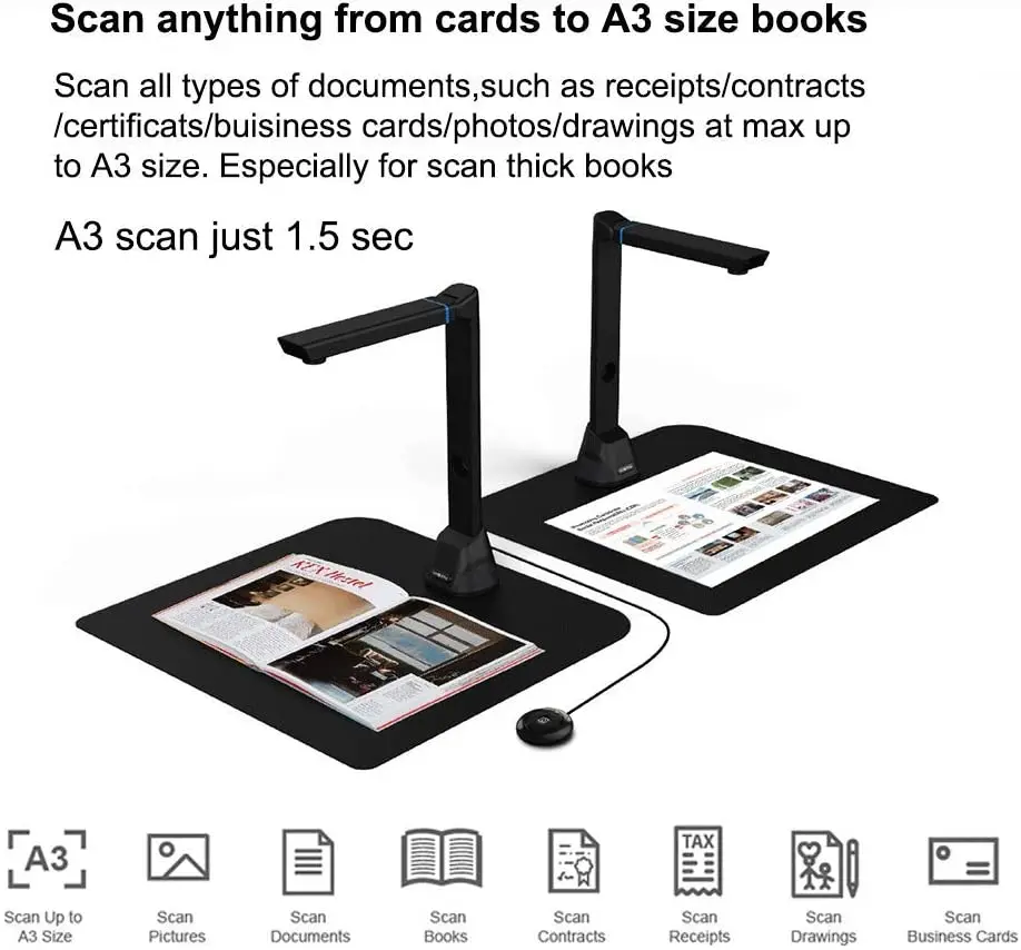 Imagem -03 - Viisan Vk16 Livro Document Scanner Alta Definição 16mp Scanner Portátil para Office Teachercapture Tamanho a3 Multi-idioma