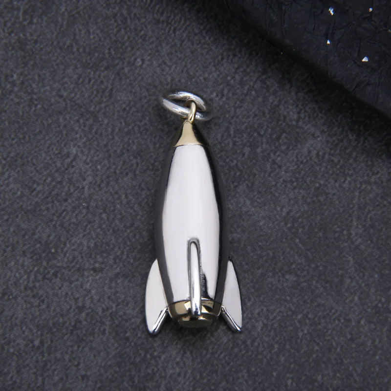 BOCAI New Pure S925 Sterling Silver Small Rocket Personality Space Fashion Hip-Hop Trend Men's And Women's Pendants