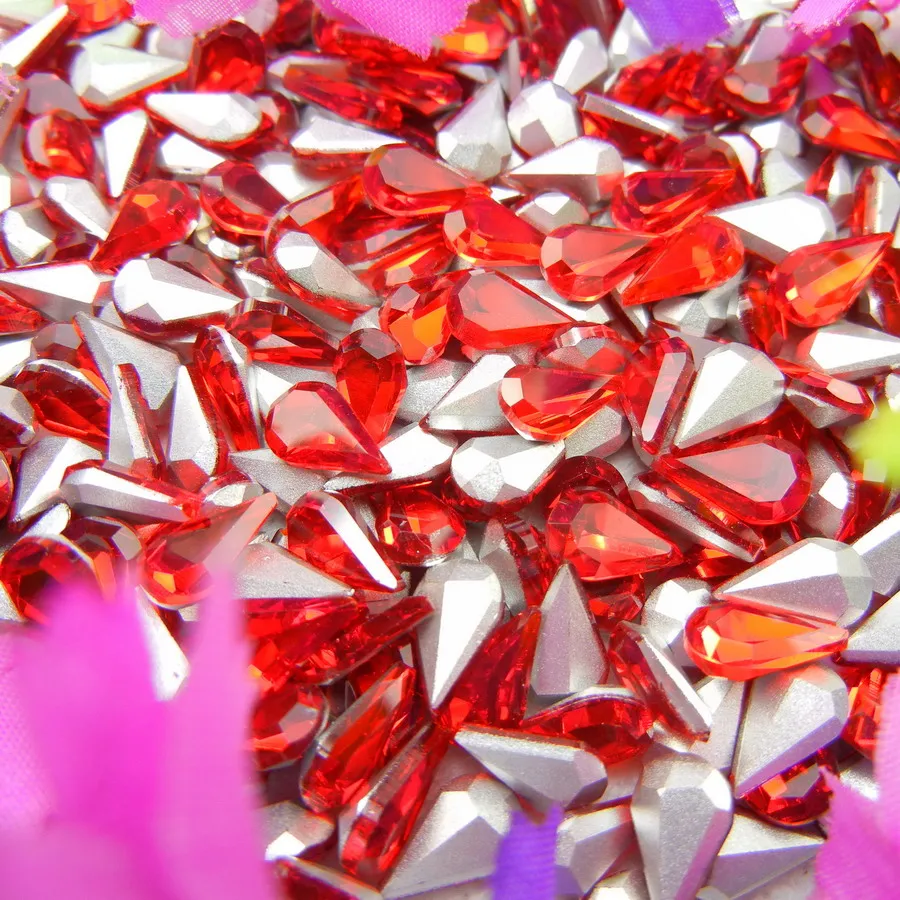 Glaskristall 3*6mm 6*10mm 8*13mm Schöne Farben Wassertropfen Tränenform Klebe-Rhinestone-Perlen Nailart DIY Dekoration – Detail 6