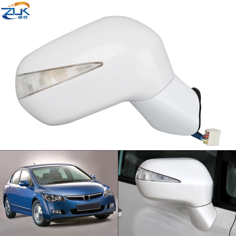 ZUK Outer Side Rearview Mirror Assy For HONDA CIVIC FA1 FD1 FD2 2006 2007 2008 2009 2010 2011 5-PINS LED 7-PINS Electric Folding