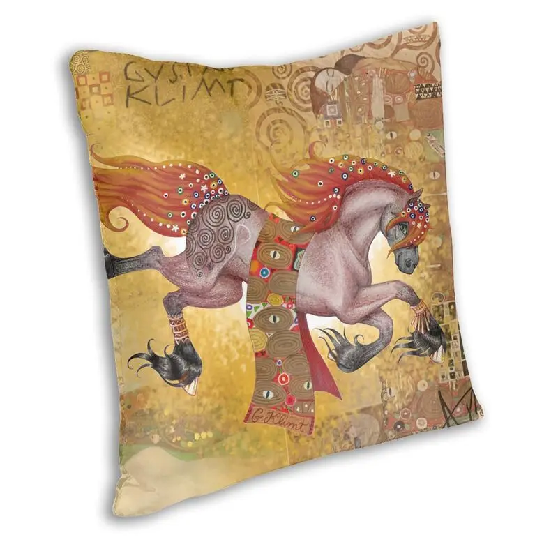 Gustav Klimt Running Horses Cushion Cover Sofa Home Decorative Golden Tears And Kiss Square Throw Pillow Case 40x40