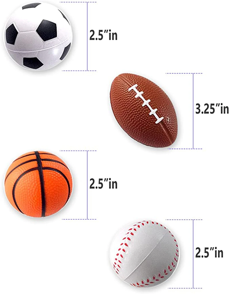 6CM Pu Foam Fidget Sensory Stress Ball Children\'s Toy Foam Sponge Basketball Vent Football Tennis Baseball Preschool Education