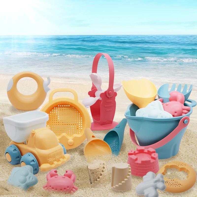 Beach Toys for Kids Gifts 5-17pcs Baby Beach Game Toys Children Sandbox Set Kit Summer Toys for Beach Play Sand Water Play Cart