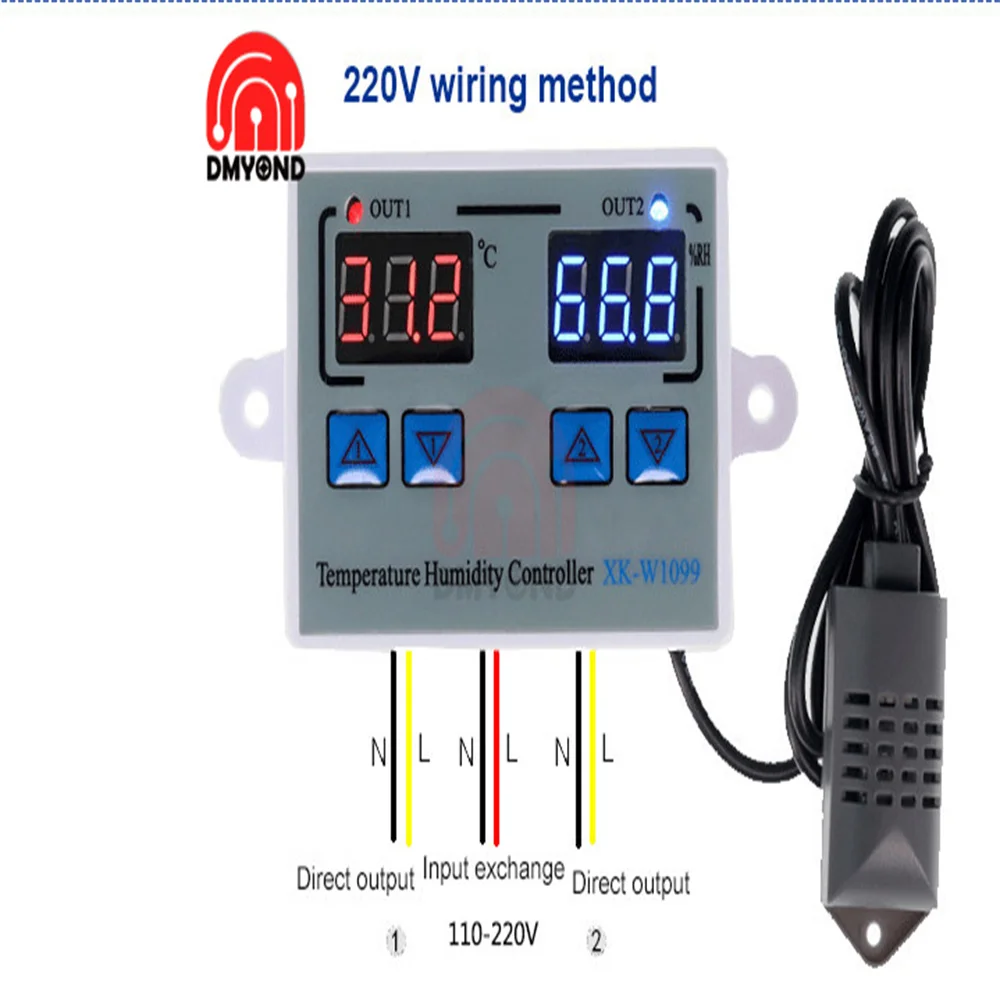 W1099 Intelligent Digital Temperature and Humidity Controller Temperature and Humidity Control Dual Purpose Greenhouse Incubatio